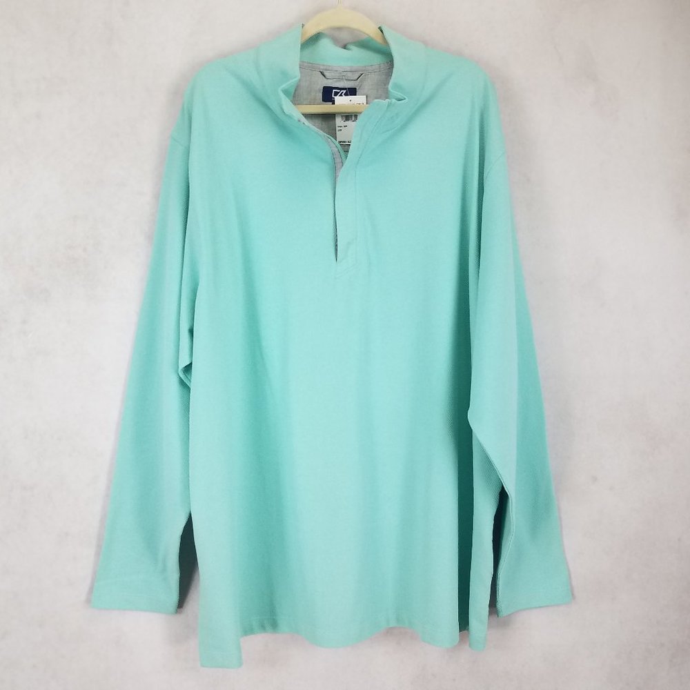 NWT Cutter & Buck 1/4 Zip Pullover Top Hewitt Men's 3XL Big 3XB Blue Long Sleeve